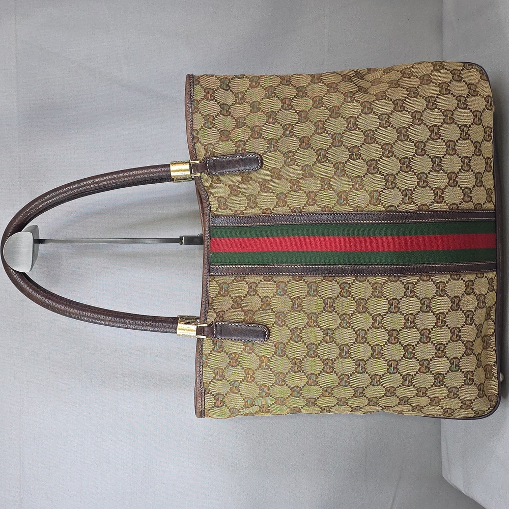 ✨️GUCCI GG Canvas Web Sherry Line Tote Bag - Picture 2 of 16